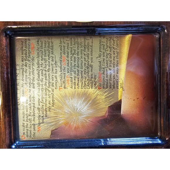 Vintage Footprints in the Sand Wall Clock Wood Frame Christian Roman Numerals - Picture 8 of 8